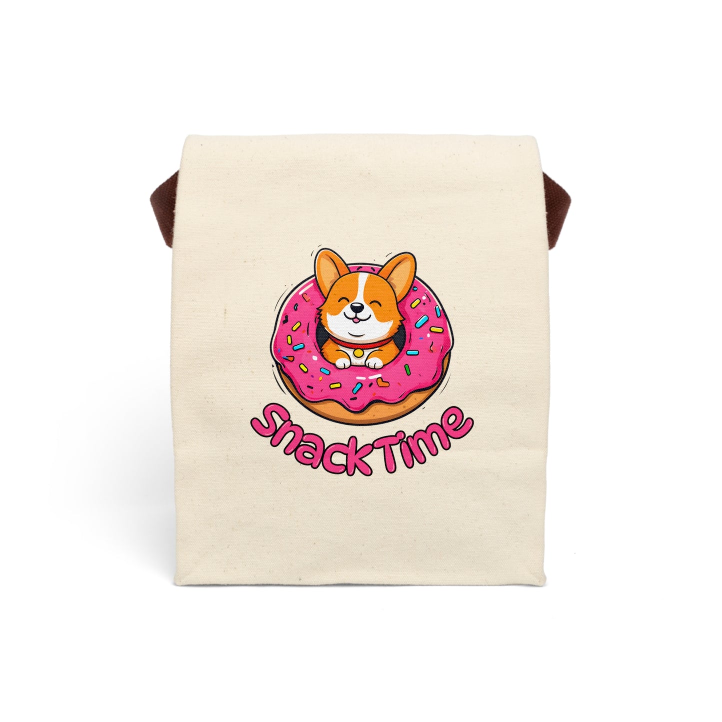 Corgi Donut Snack Time Canvas Lunch Bag
