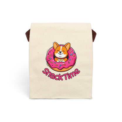 Corgi Donut Snack Time Canvas Lunch Bag