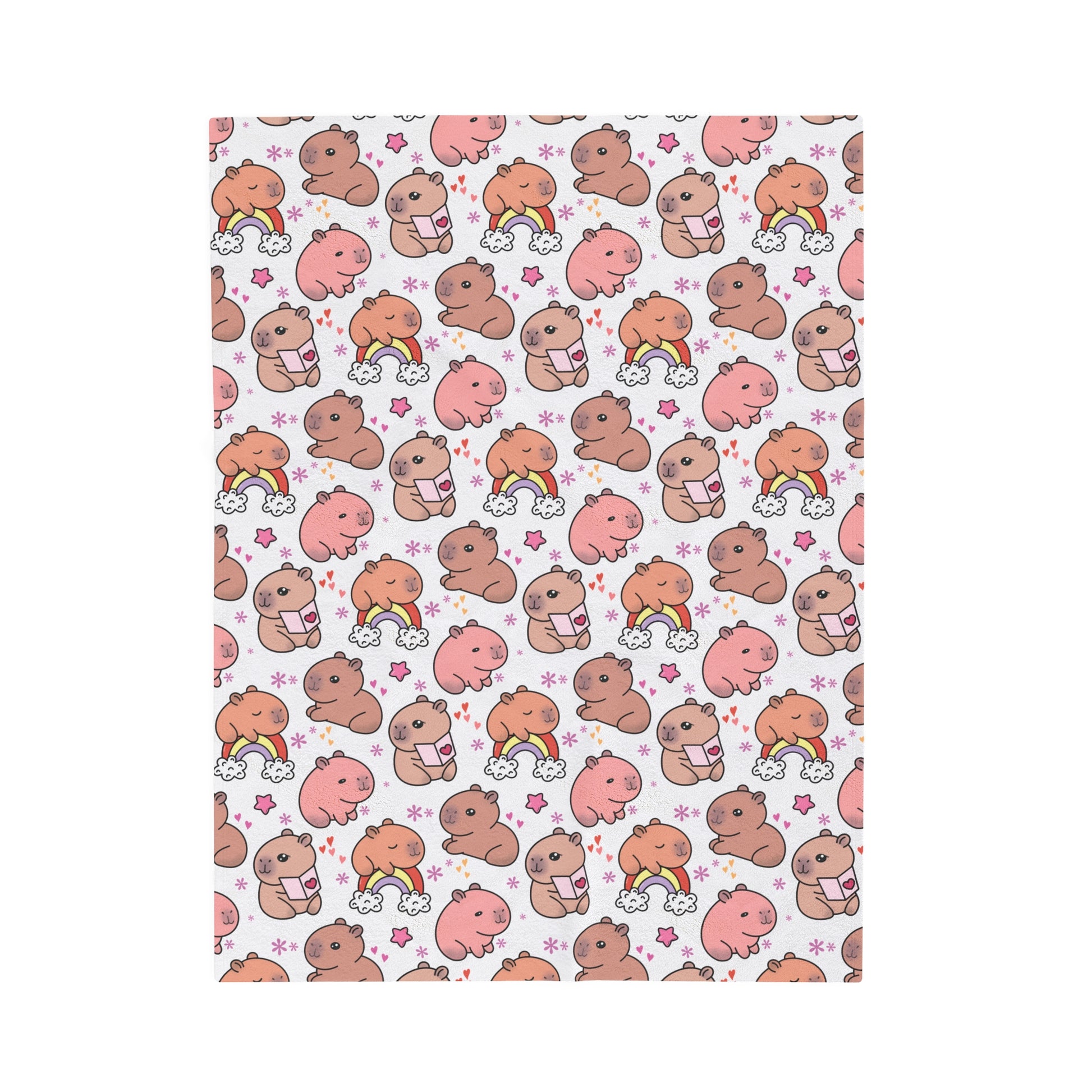 Cuddly Kawaii Capybara Cozy Velveteen Plush Baby Blanket 30 x 40 inches
