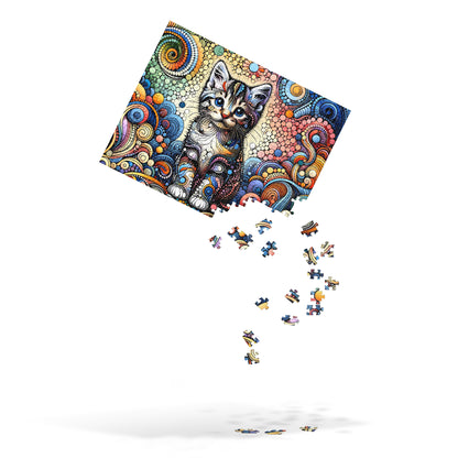 Cute Kitten Dot Art Jigsaw Puzzle (120, 252, 500-Piece)