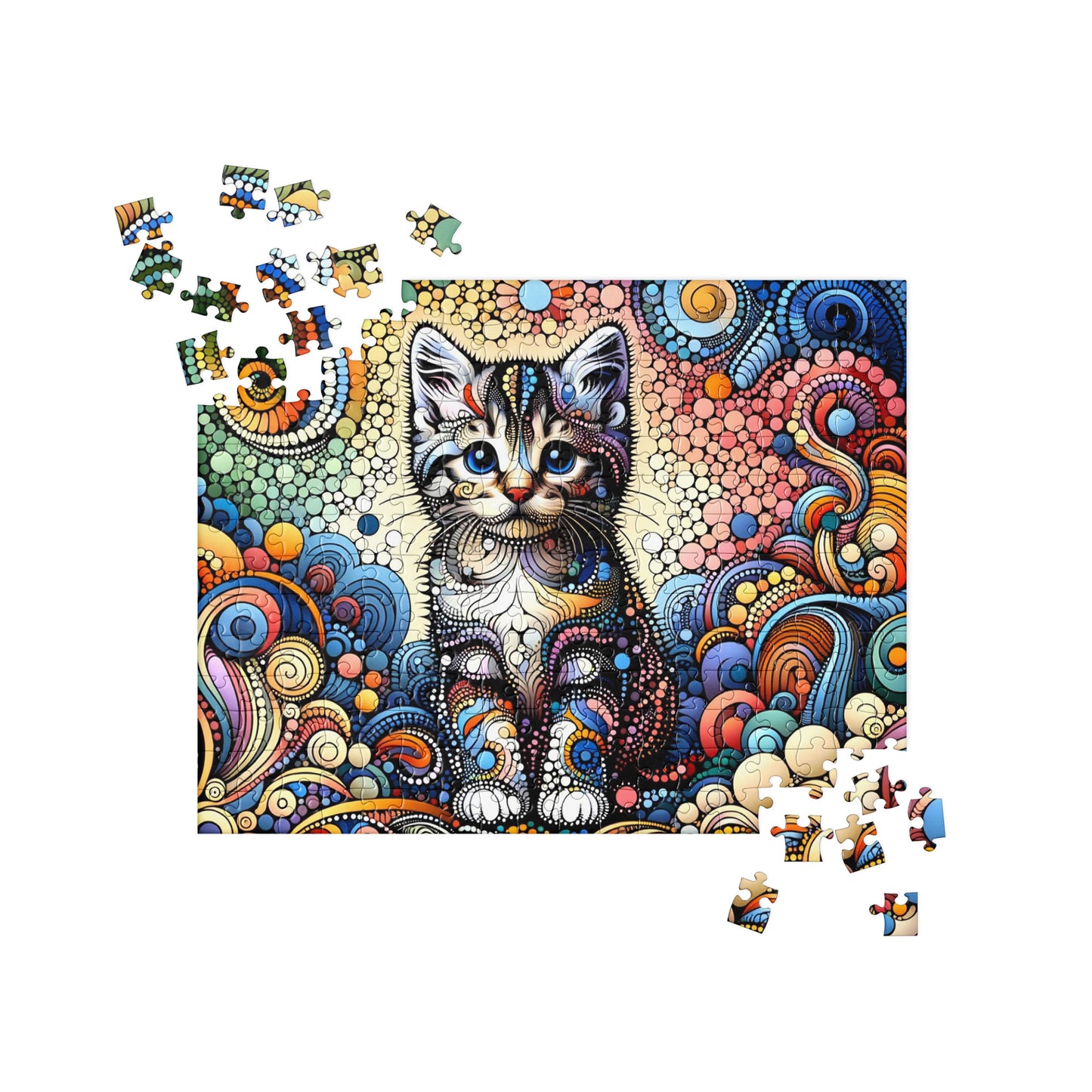 Cute Kitten Dot Art Jigsaw Puzzle (120, 252, 500-Piece)