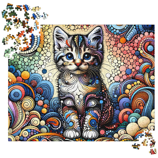 Cute Kitten Dot Art Jigsaw Puzzle (120, 252, 500-Piece)