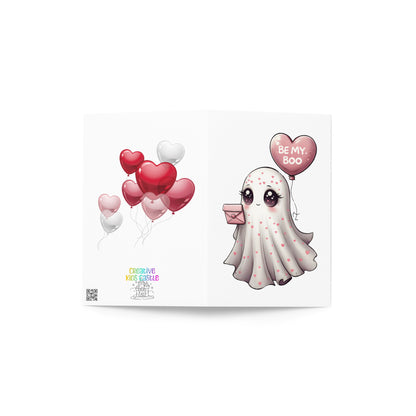 Cute "Be my Boo" Ghost Valentine's Day Greeting Card