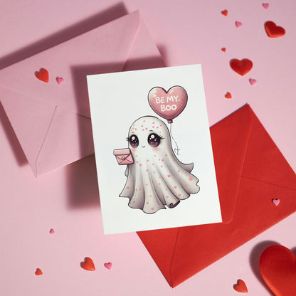 Cute "Be my Boo" Ghost Valentine's Day Greeting Card