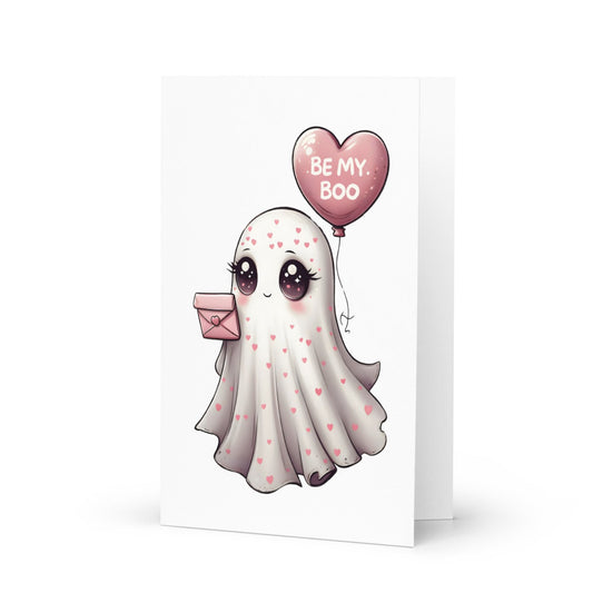 Cute "Be my Boo" Ghost Valentine's Day Greeting Card