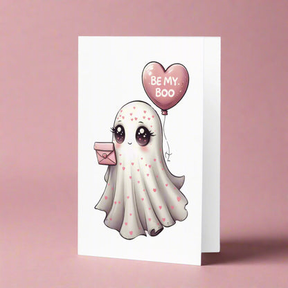 Cute "Be my Boo" Ghost Valentine's Day Greeting Card
