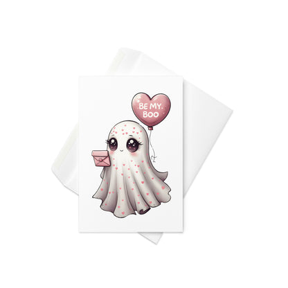 Cute "Be my Boo" Ghost Valentine's Day Greeting Card