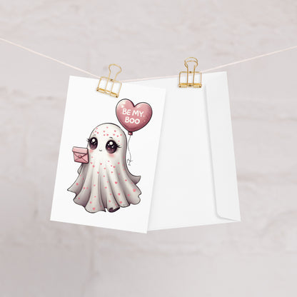 Cute "Be my Boo" Ghost Valentine's Day Greeting Card
