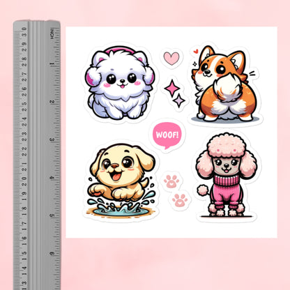 Cute Kawaii Dog Puppies Sticker Sheet