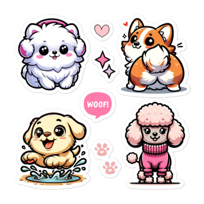 Cute Kawaii Dog Puppies Sticker Sheet