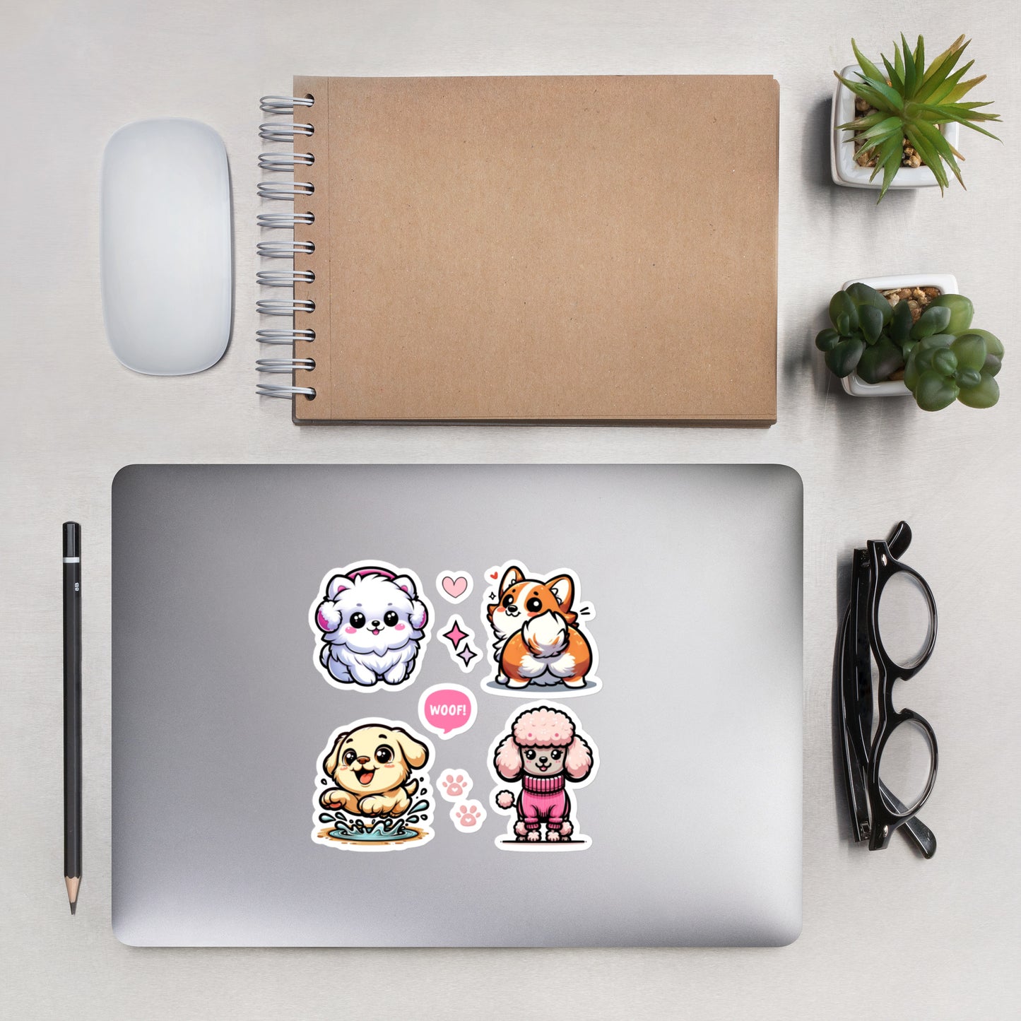 Cute Kawaii Dog Puppies Sticker Sheet