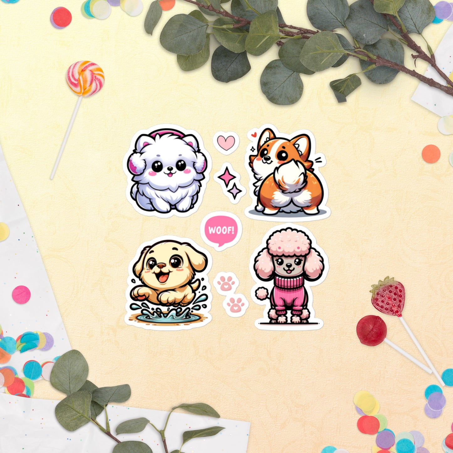 Cute Kawaii Dog Puppies Sticker Sheet