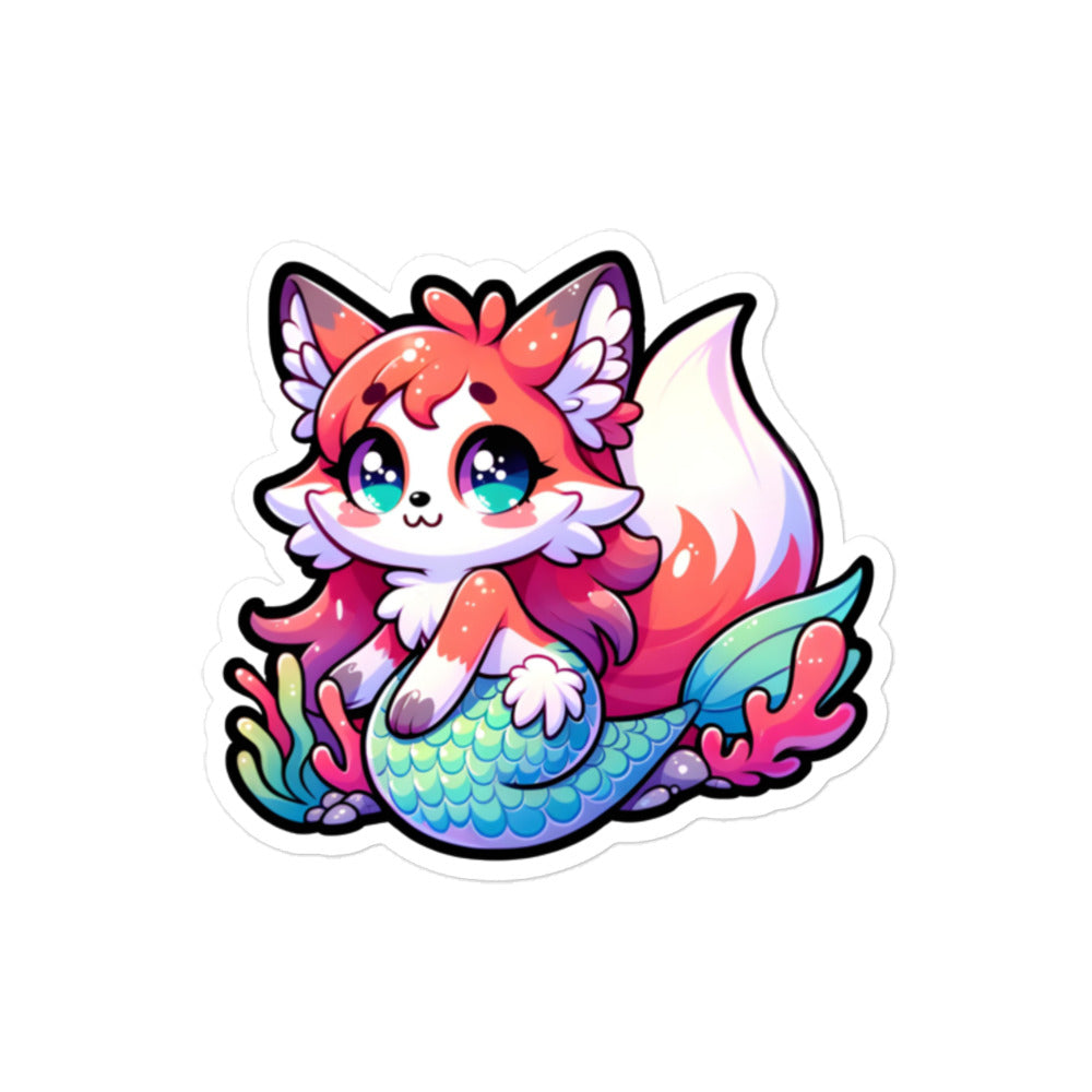 Adorable Merfox Kiss-Cut Sticker