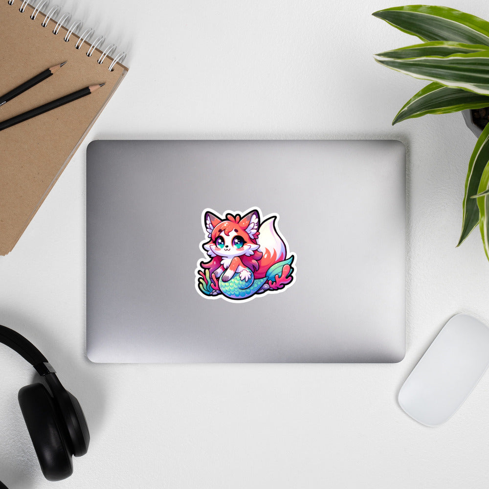 Adorable Merfox Kiss-Cut Sticker