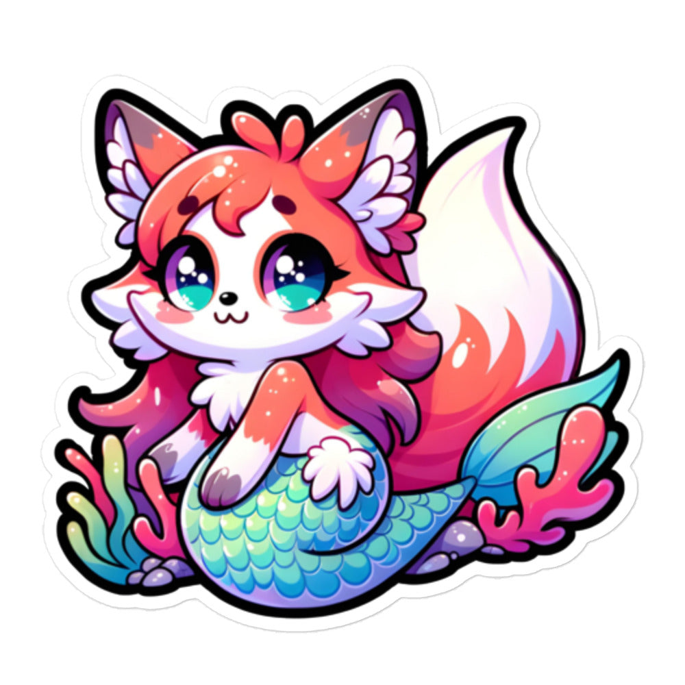 Adorable Merfox Kiss-Cut Sticker