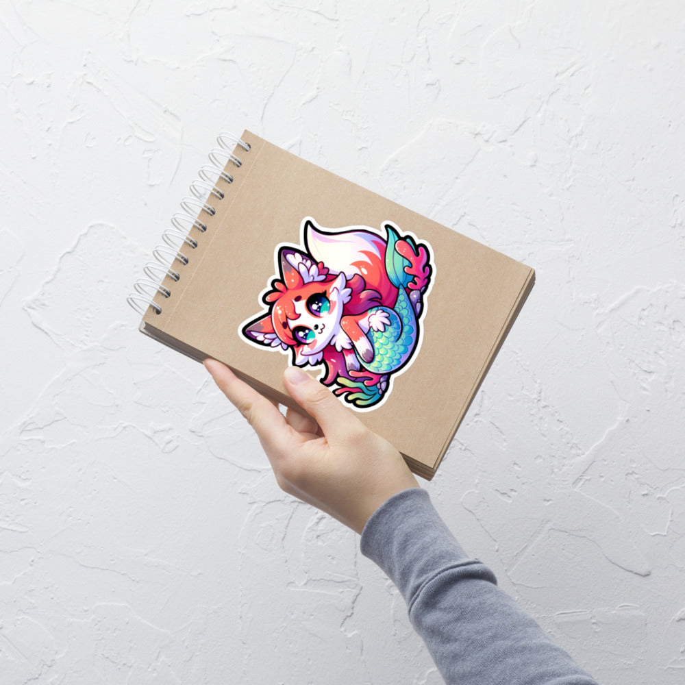 Adorable Merfox Kiss-Cut Sticker