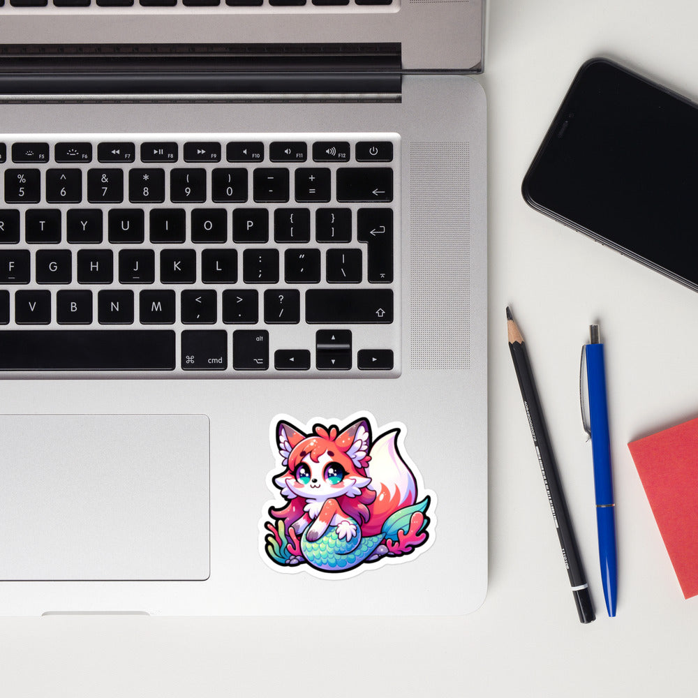 Adorable Merfox Kiss-Cut Sticker