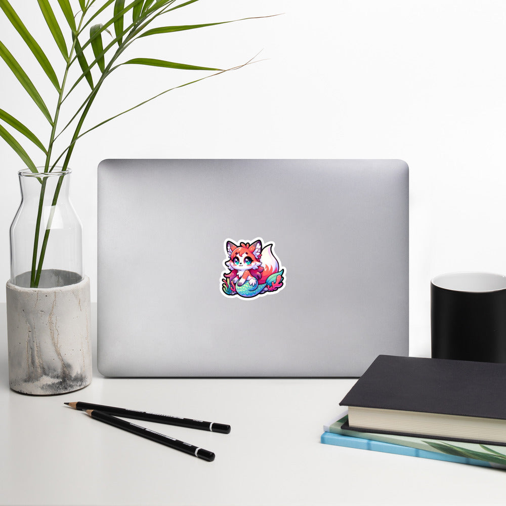 Adorable Merfox Kiss-Cut Sticker