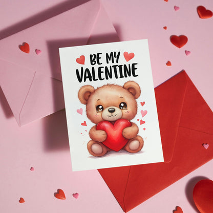 Cute Teddy Bear "Be my Valentine" Card