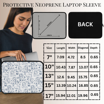Cute Toile de Jouy playful Corgis Laptop or Tablet Sleeve