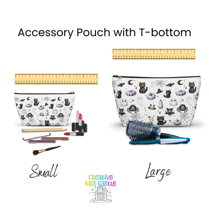 Cute Accessory Pouch with with Black Cats, Ghosts, Bats and Spiders