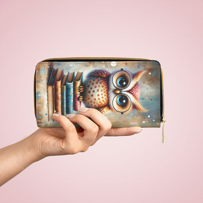 Cute Book Owl Zipper Wallet