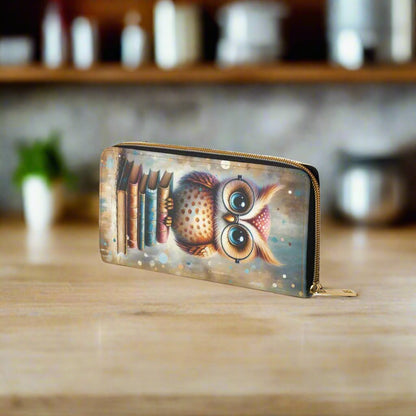 book owl womens zipper wallet