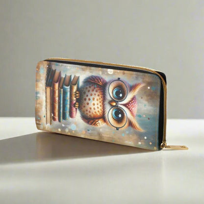 Cute Book Owl Zipper Wallet