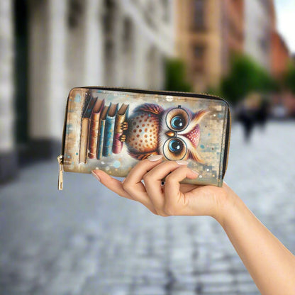 Cute Book Owl Zipper Wallet