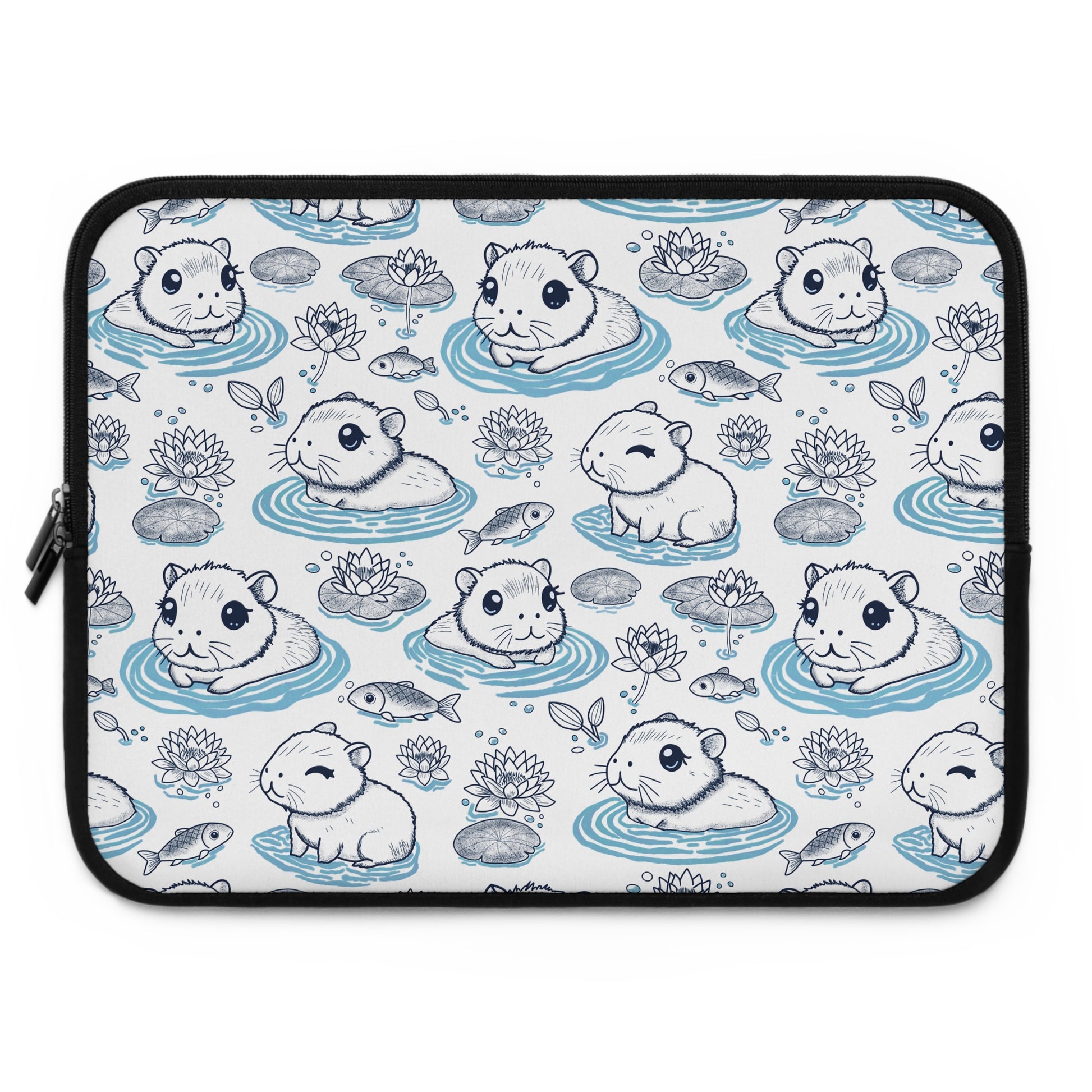 Cute Capybaras in a Lily Pond Laptop Sleeve 15"