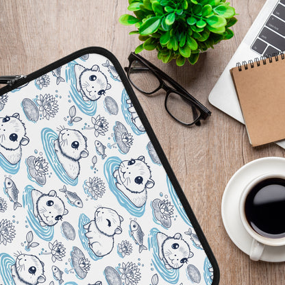 Cute Capybaras in a Lily Pond Laptop/ Tablet Sleeve
