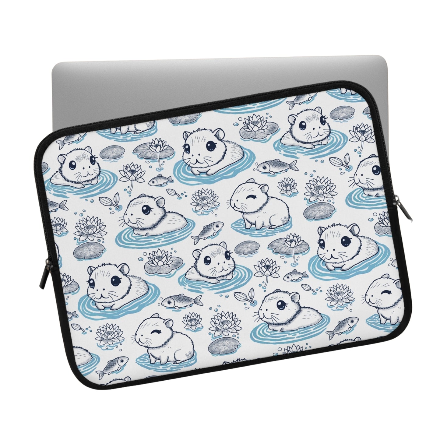 Cute Capybaras in a Lily Pond Laptop/ Tablet Sleeve
