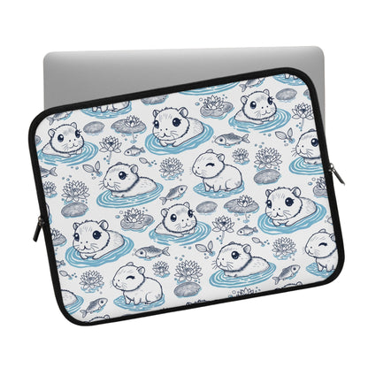 Cute Capybaras in a Lily Pond Laptop/ Tablet Sleeve