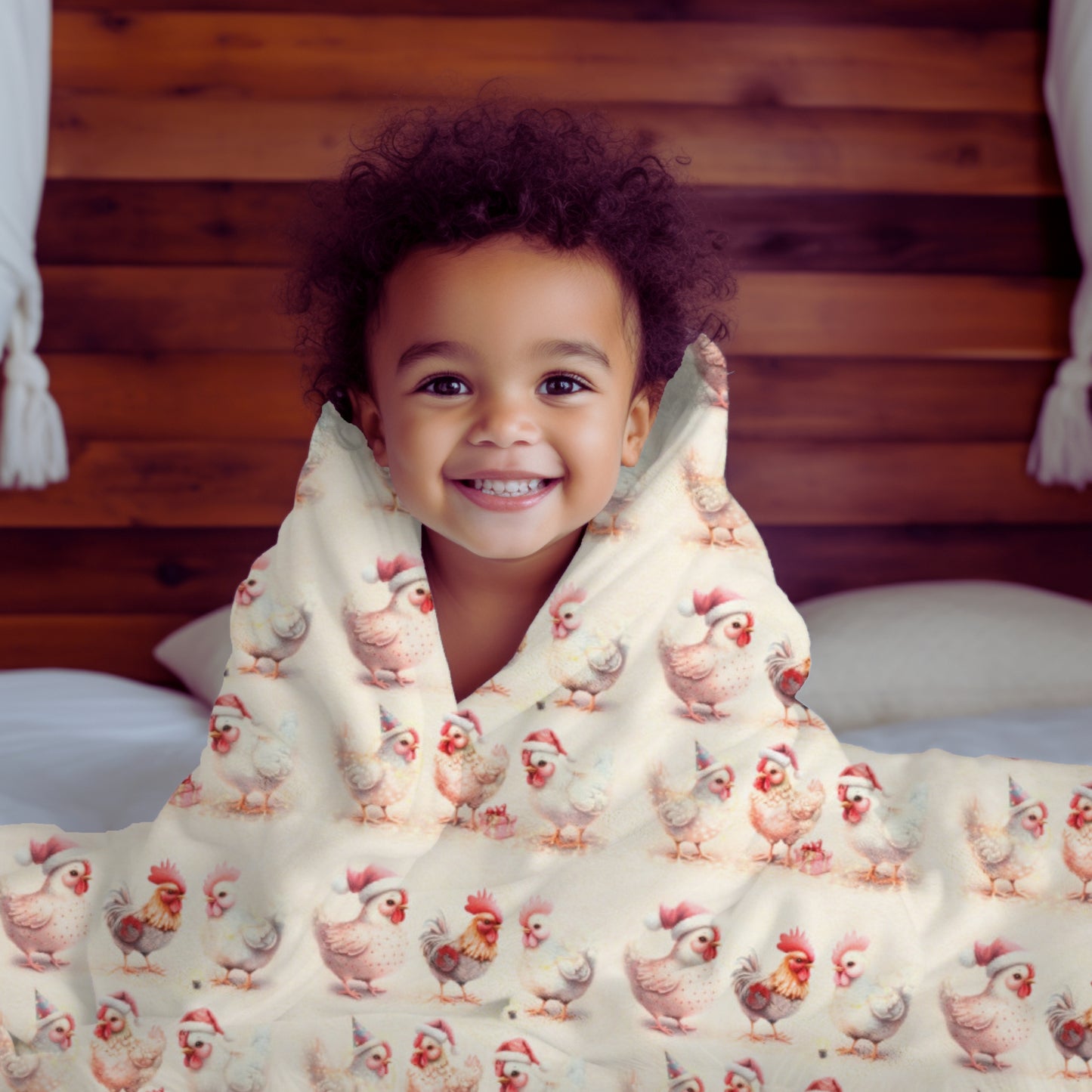 Cute Chicken Christmas Party Cozy Plush Blanket