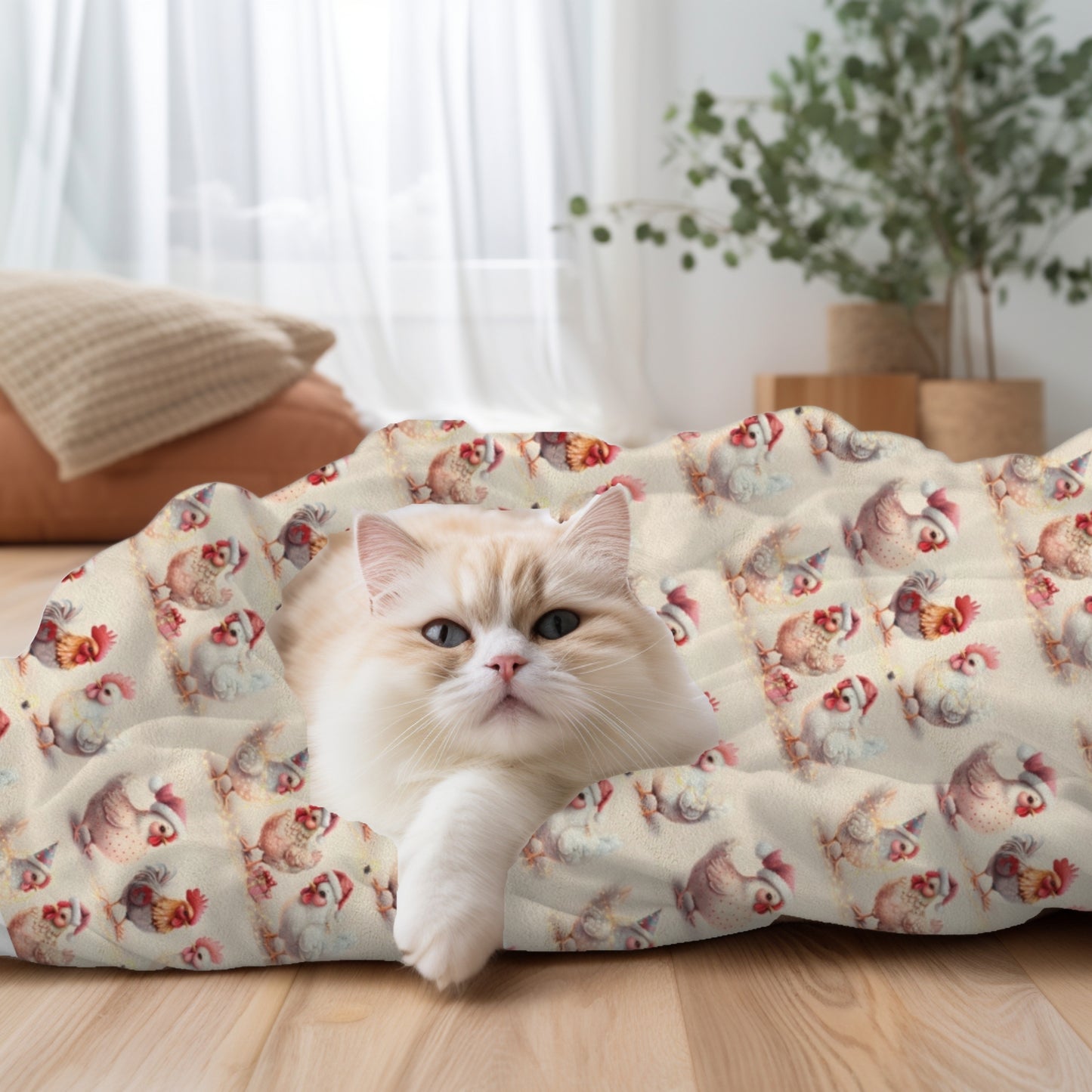 Cute Chicken Christmas Party Cozy Plush Blanket