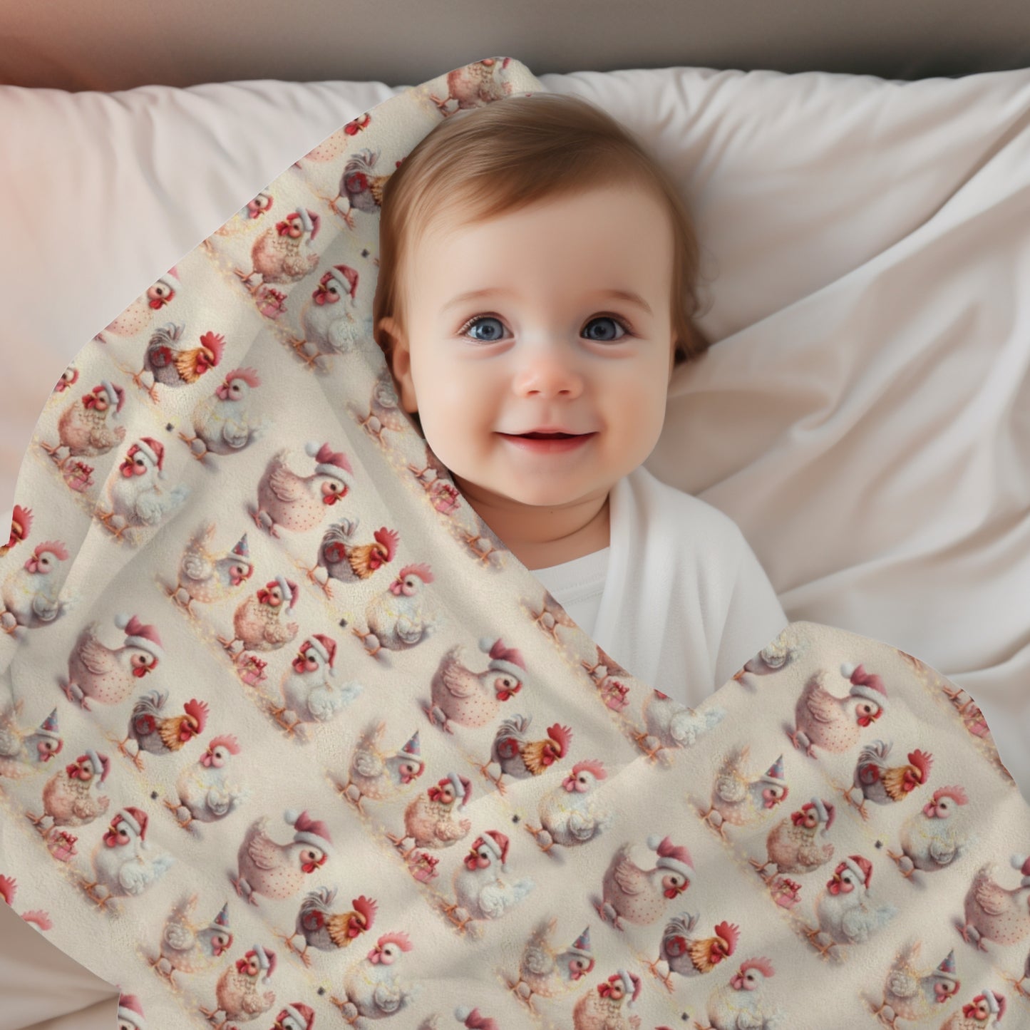 Cute Chicken Christmas Party Cozy Plush Blanket