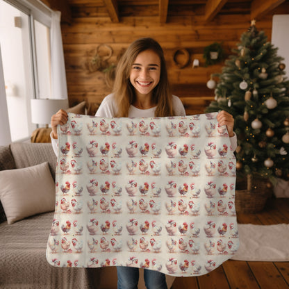 Cute Chicken Christmas Party Cozy Plush Blanket