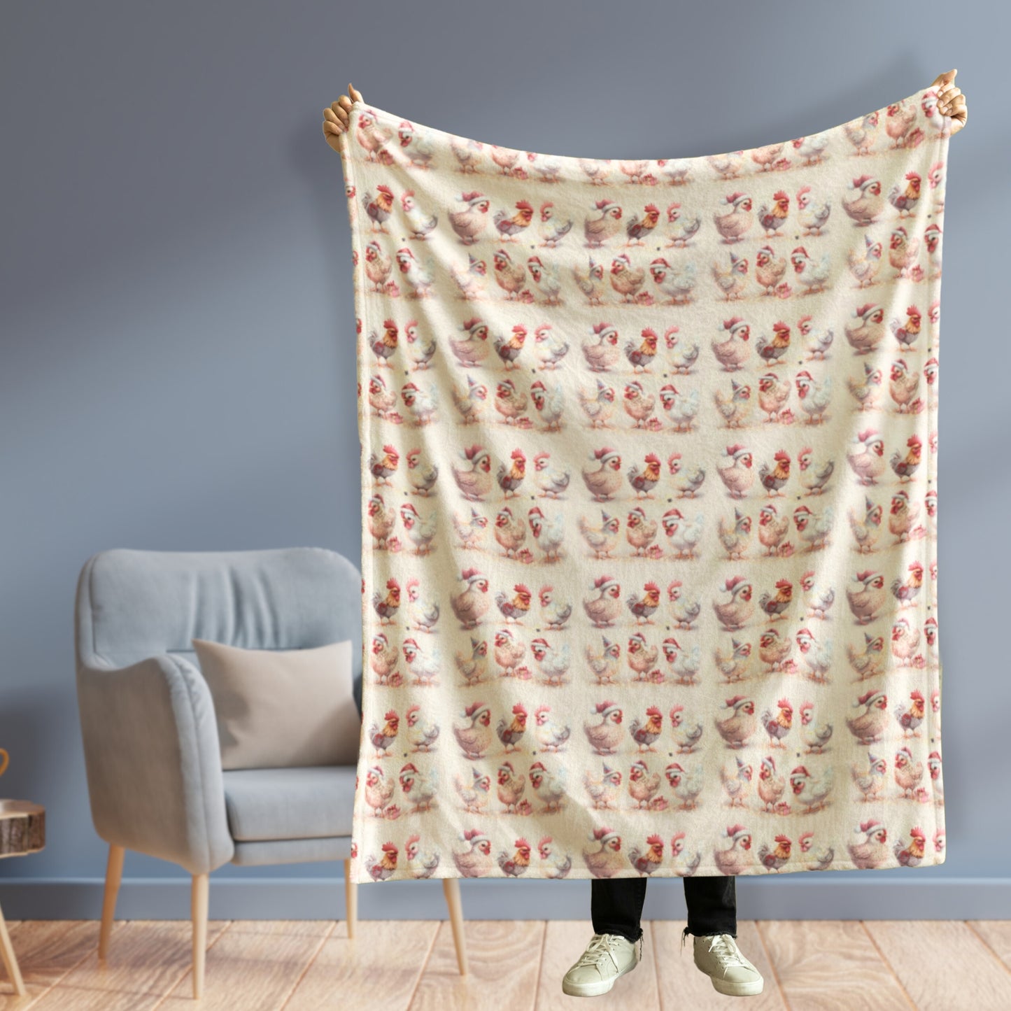 Cute Chicken Christmas Party Cozy Plush Blanket