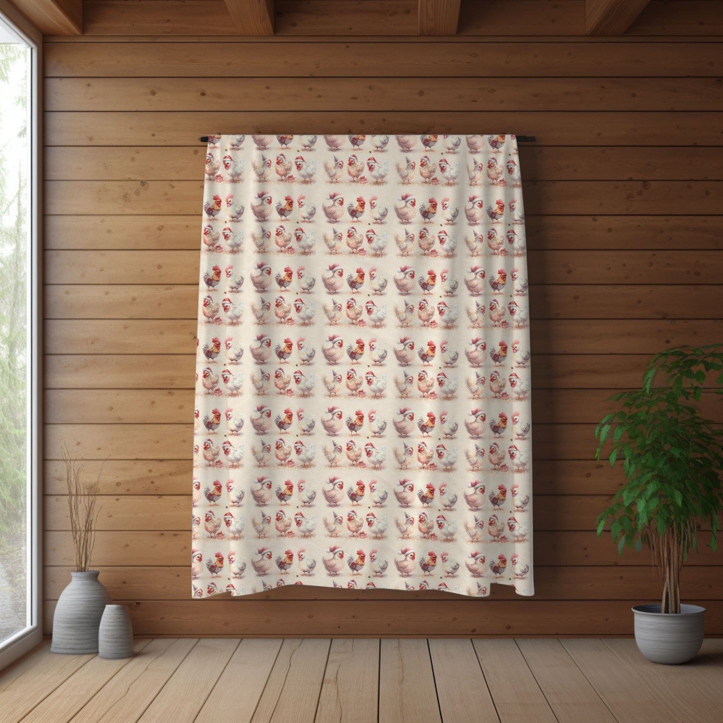 Cute Chicken Christmas Party Cozy Plush Blanket
