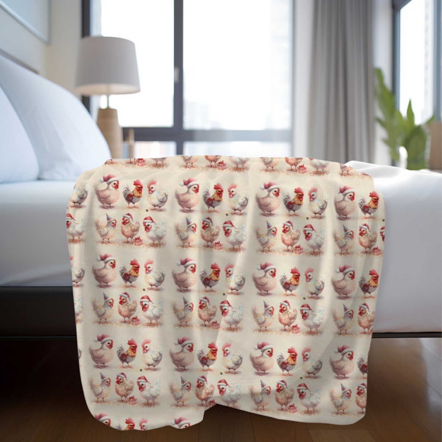 Cute Chicken Christmas Party Cozy Plush Blanket