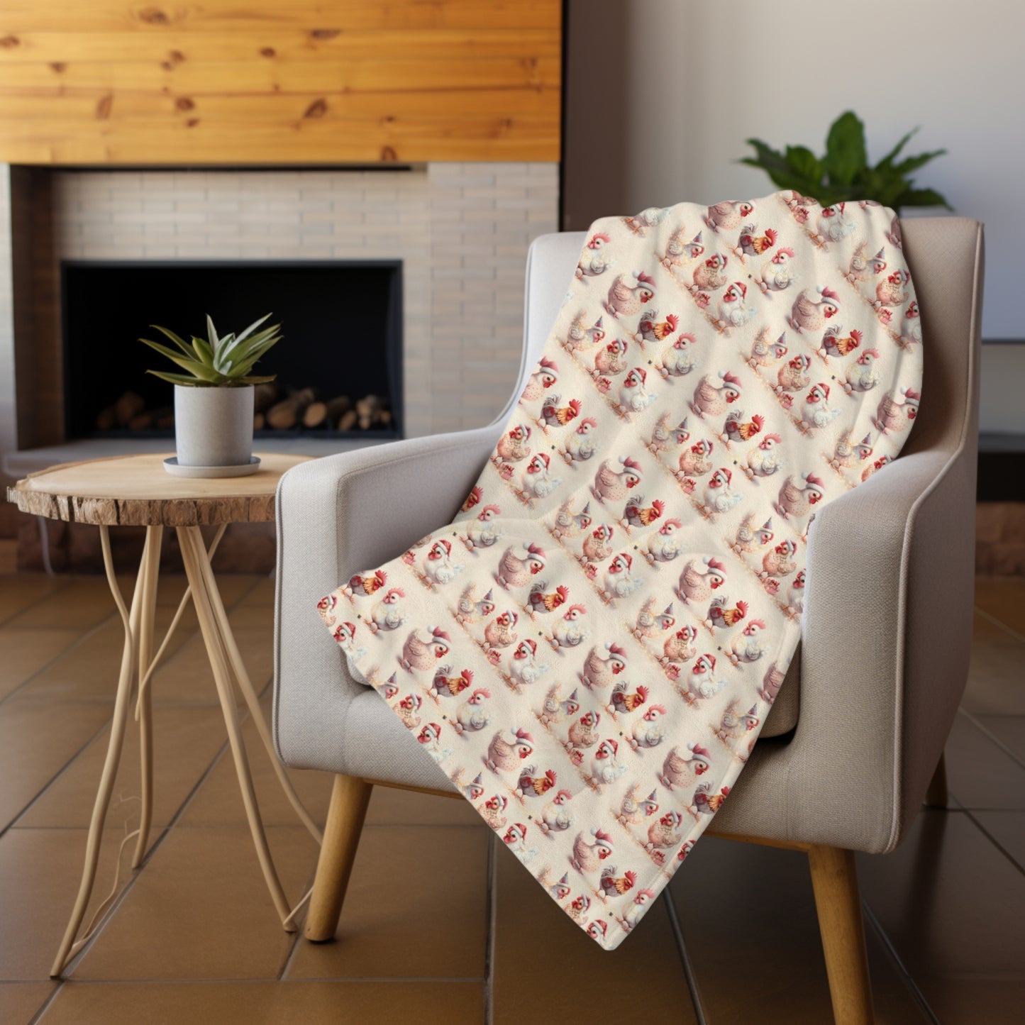 Cute Chicken Christmas Party Cozy Plush Blanket
