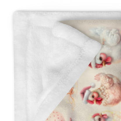 Cute Chicken Christmas Party Cozy Plush Blanket