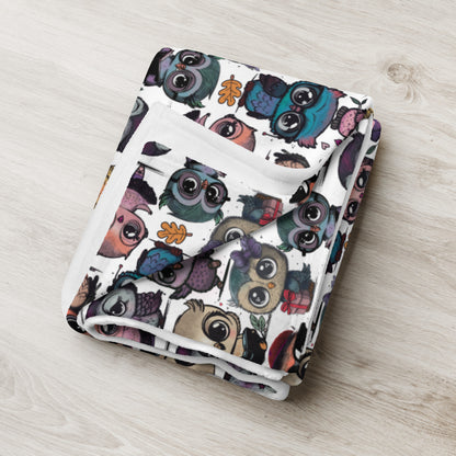 Cute Flock of Owls  Cozy Velveteen Plush Blanket