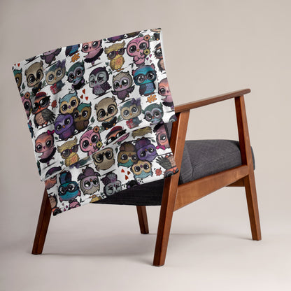 Cute Flock of Owls  Cozy Velveteen Plush Blanket