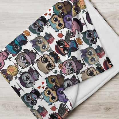 Cute Flock of Owls  Cozy Velveteen Plush Blanket