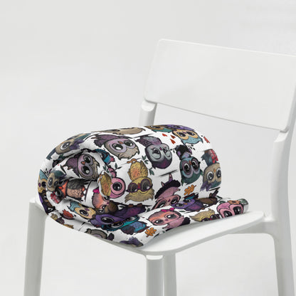 Cute Flock of Owls  Cozy Velveteen Plush Blanket
