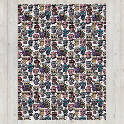 Cute Flock of Owls  Cozy Velveteen Plush Blanket