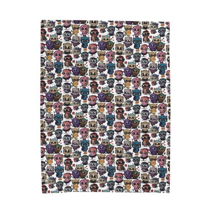Cute Flock of Owls  Cozy Velveteen Plush Blanket 60x80 inch