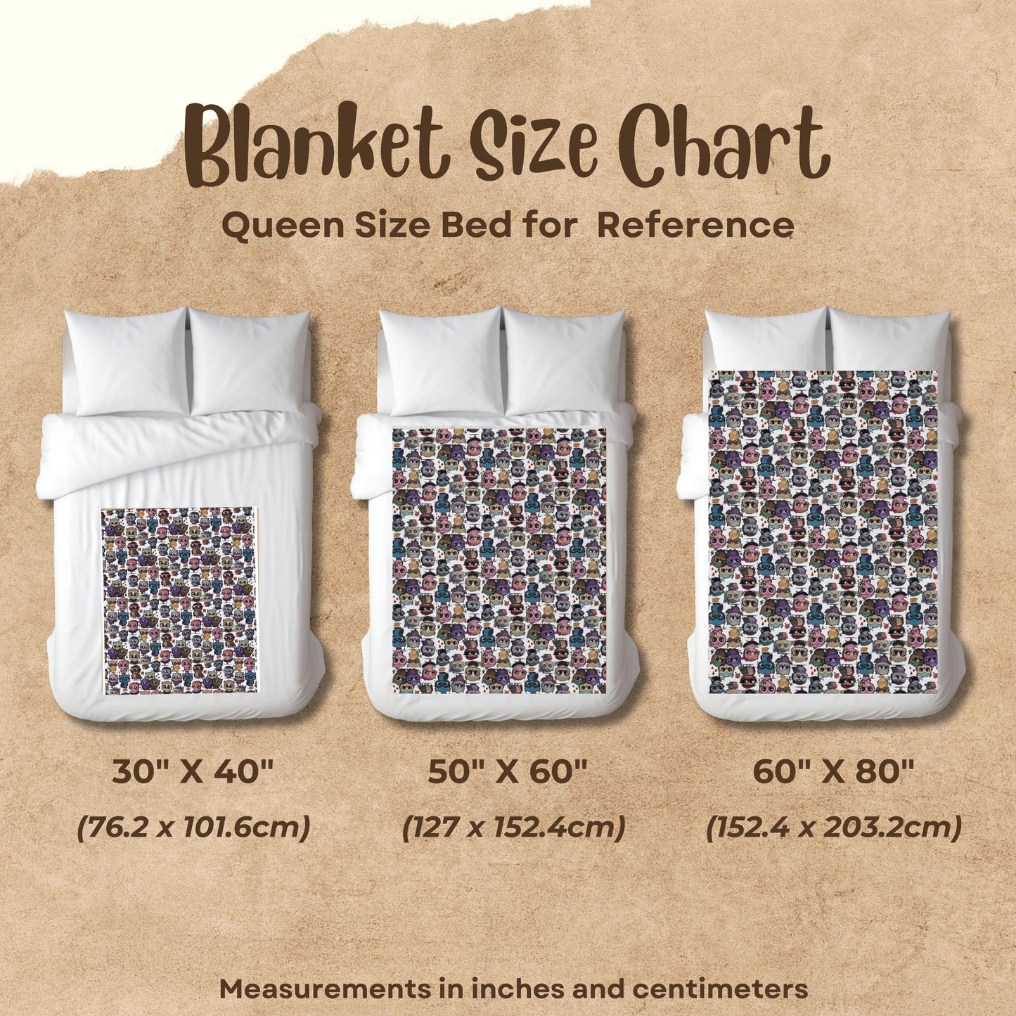 Cute Flock of Owls  Cozy Velveteen Plush Blanket