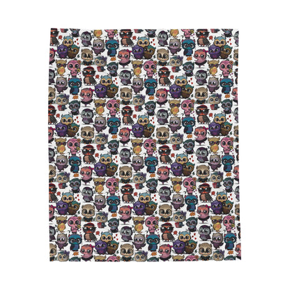 Cute Flock of Owls  Cozy Velveteen Plush Blanket 50x60 inch
